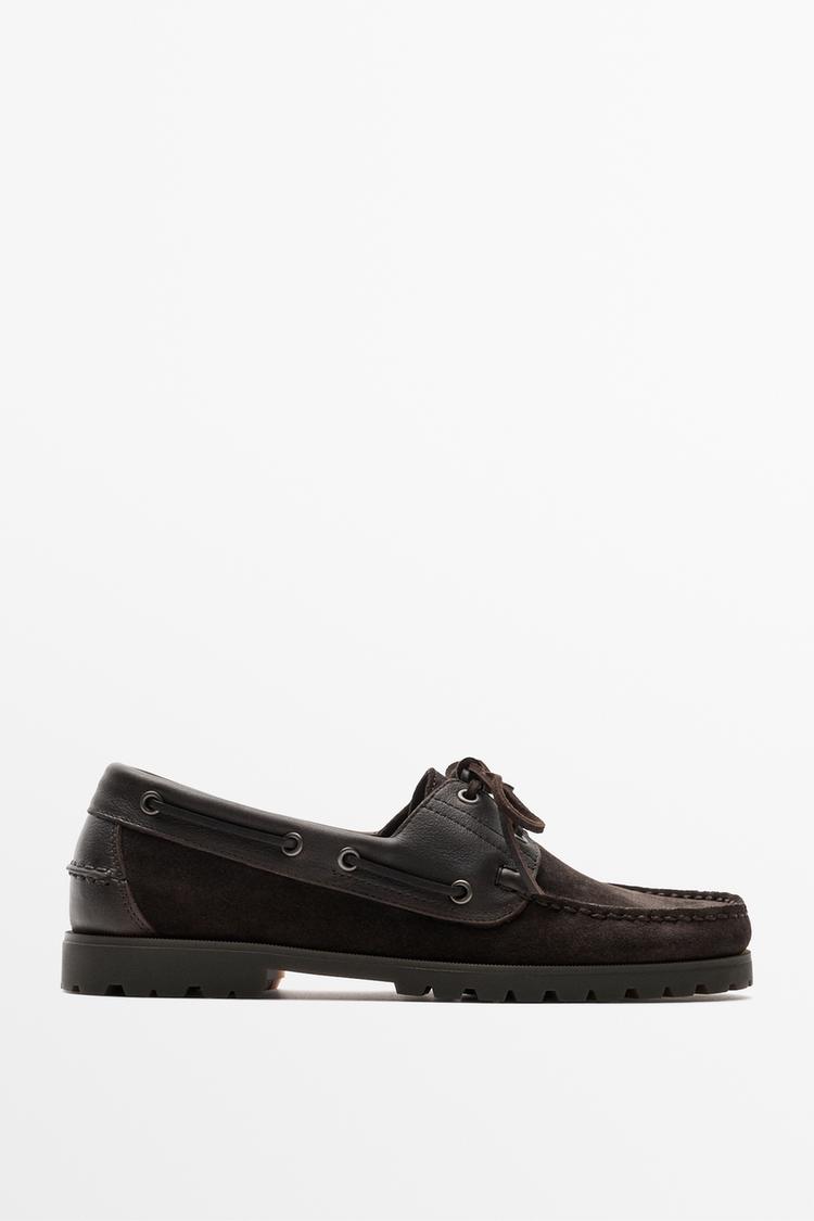 Nappa leather boat shoe — Brown