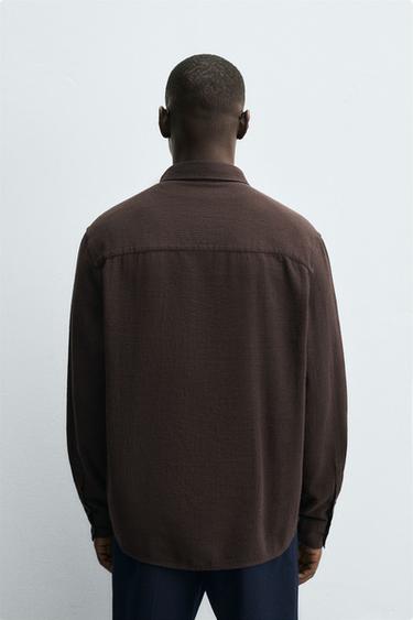 TEXTURED CHECK SHIRT - Brown by Zara - Image 2