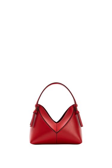 حقيبة توت باج صغيرة بخياطة متباينة - أحمر الخاص بـ Zara