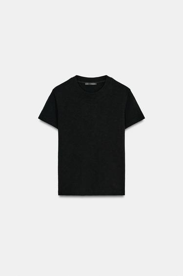 ÁO PHÔNG VẢI COTTON FLAMÉ - Màu đen từ Zara