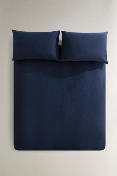 DYED THREAD COTTON DUVET COVER - Azul de Zara - Imagen 0
