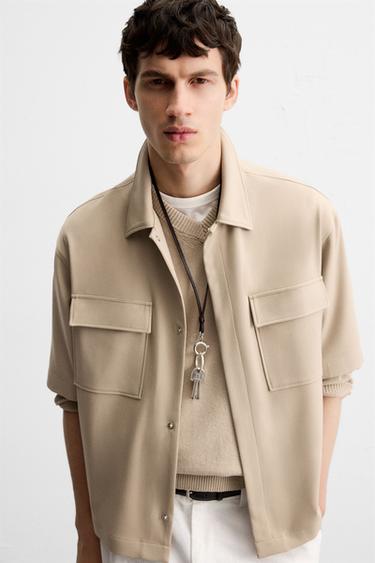 SOBRECAMISA BOLSILLOS - Beige de Zara