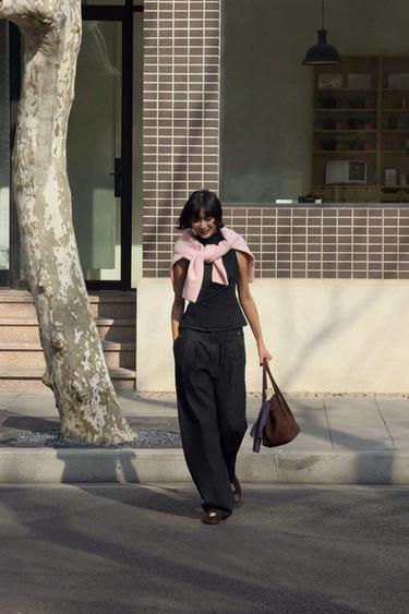 Zara TRF 中腰吊襠牛仔褲 - 深靛青色