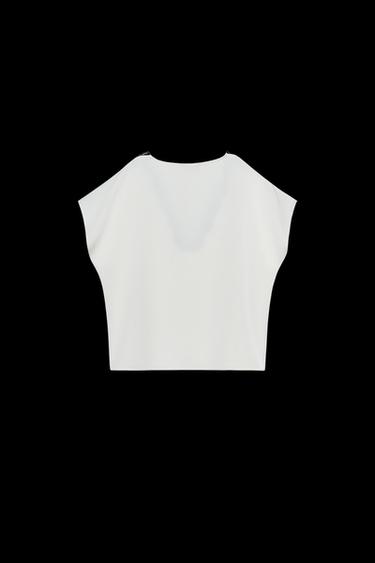BLUSA SATINADA PUNTILLA CONTRASTE - Crudo de Zara