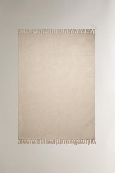 Zara FRINGED BLANKET - Beige