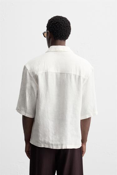 100% LINEN KIMONO SHIRT - White by Zara - Image 2