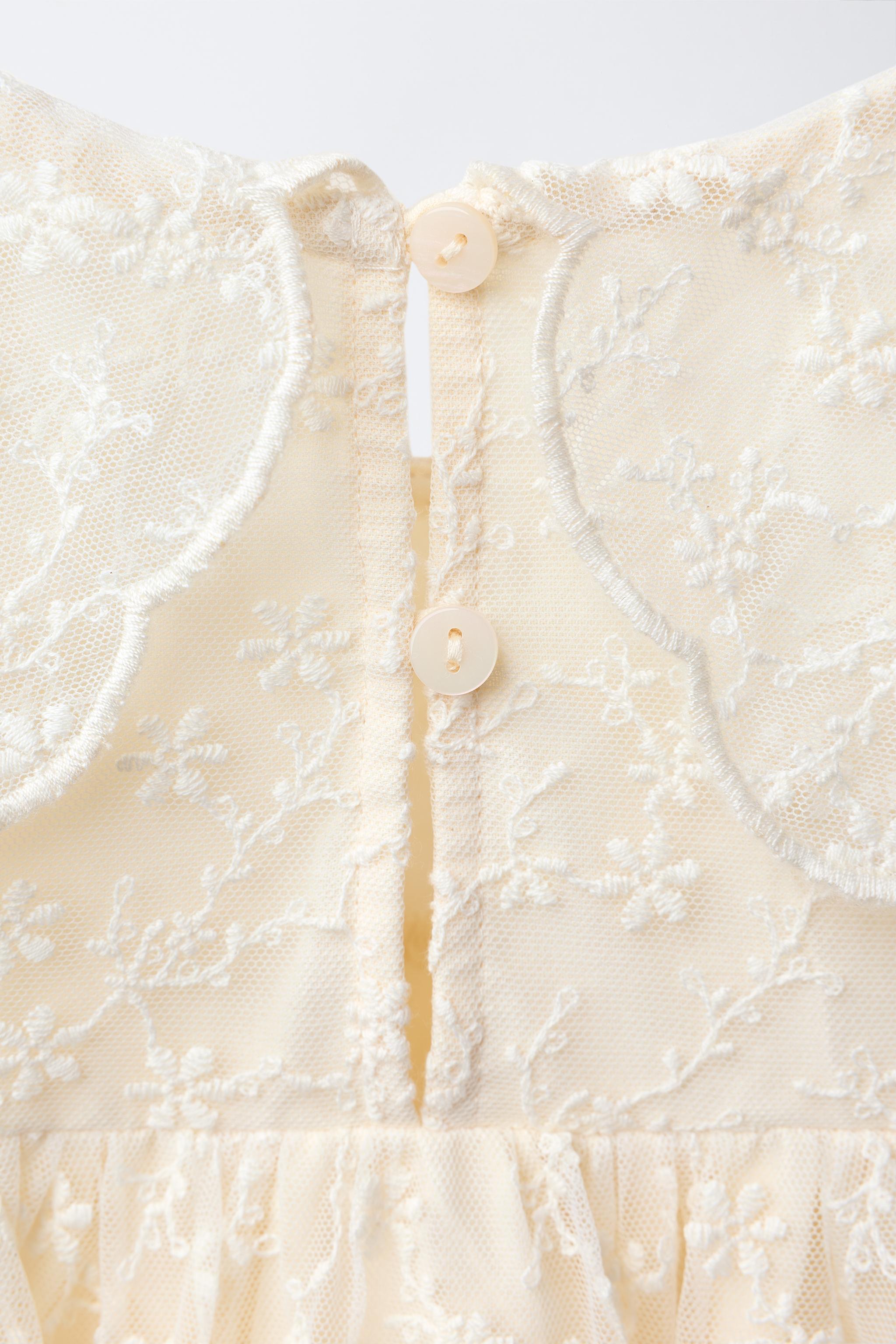 EMBROIDERED TULLE DRESS - Ecru | ZARA Australia