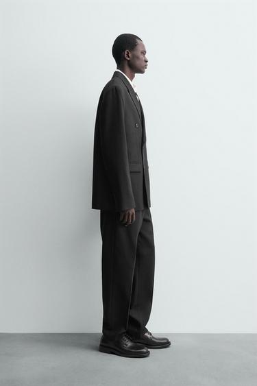 100% WOOL DOUBLE-BREASTED SUIT BLAZER - Black by Zara - Image 3