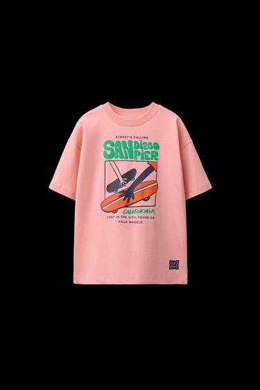 T-SHIRT MIT RELIEFPRINT - Rosa von Zara - Bild 0