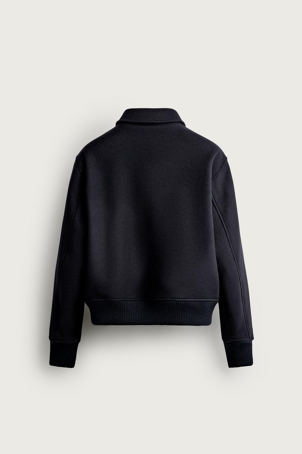 WOOL-BLEND REGULAR-FIT JACKET — Dark navy