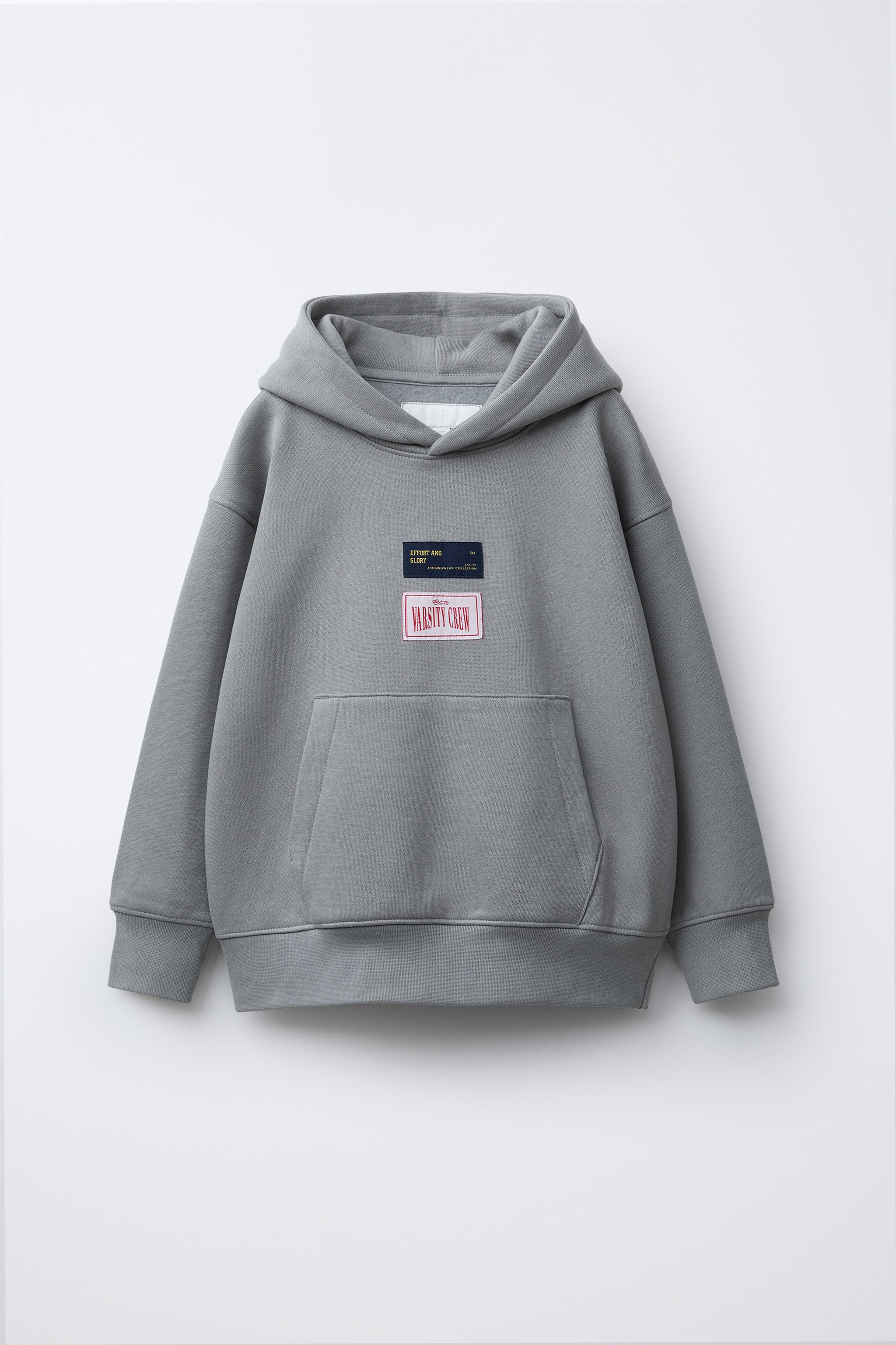 main story トレーナー RAISED TEXT HOODIE SWEATSHIRT - Gray marl | ZARA United States