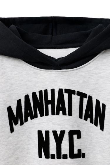 Zara FLOCKED TEXT SWEATSHIRT - Gray marl