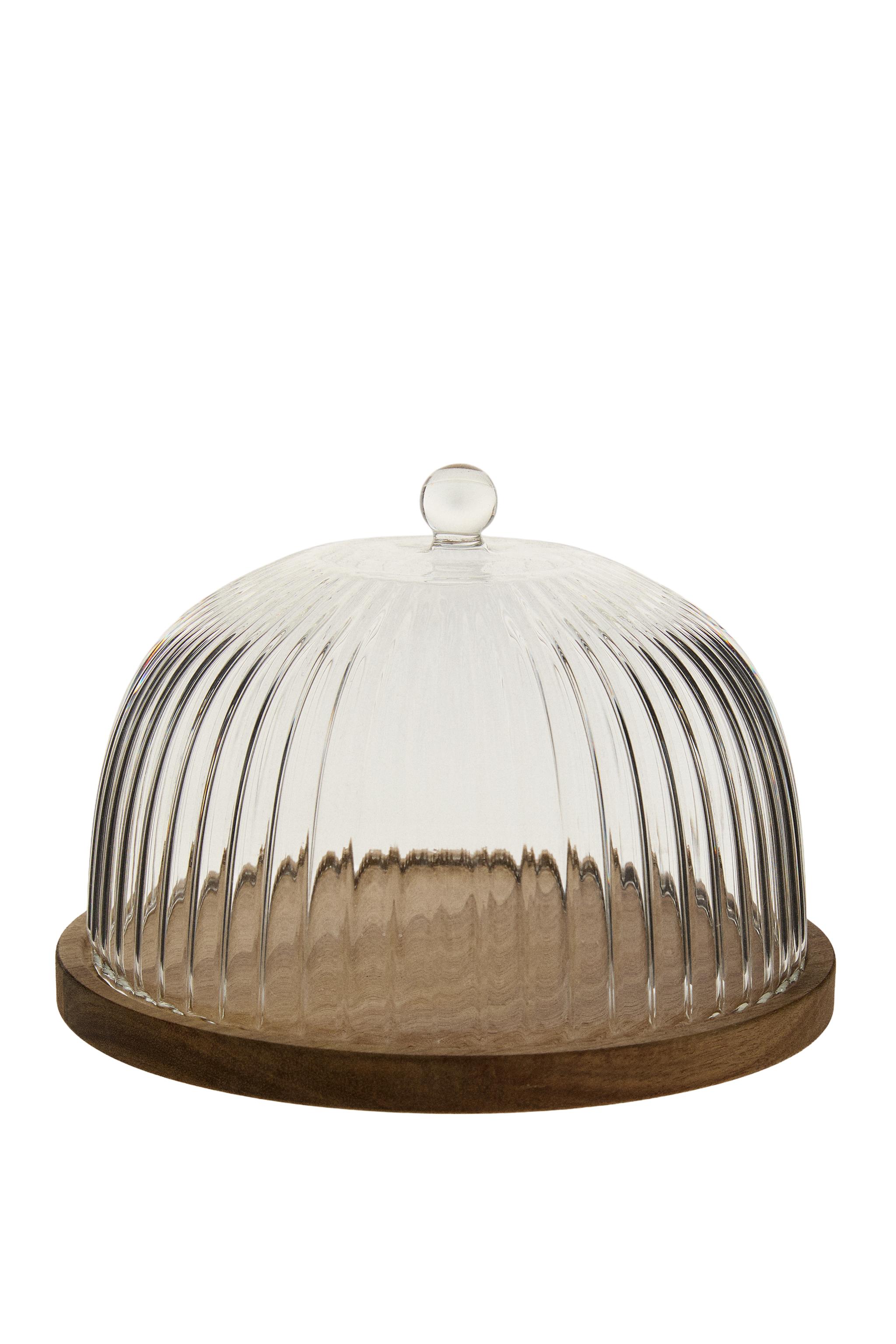 ACACIA WOOD AND BOROSILICATE GLASS CAKE STAND - Transparent | ZARA