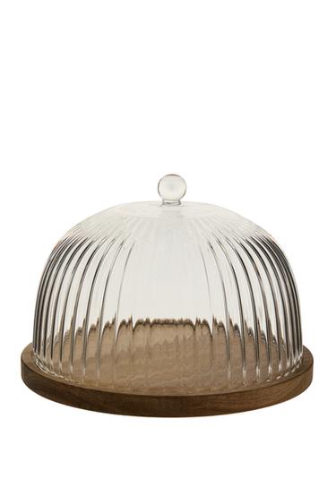 BOROSILICATE WOODEN CAKE DISH - Transparent by Zara