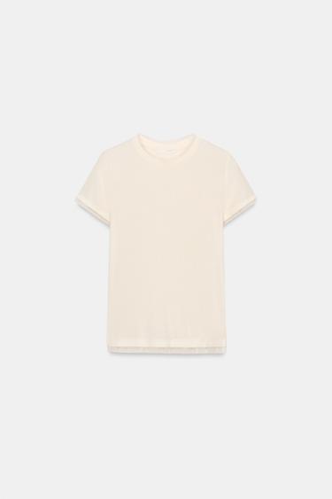 تيشرت ممزوج بالتول - فانيليا الخاص بـ Zara