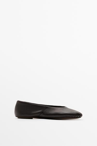 Zara Soft leather ballet flat - Brown - Image 0