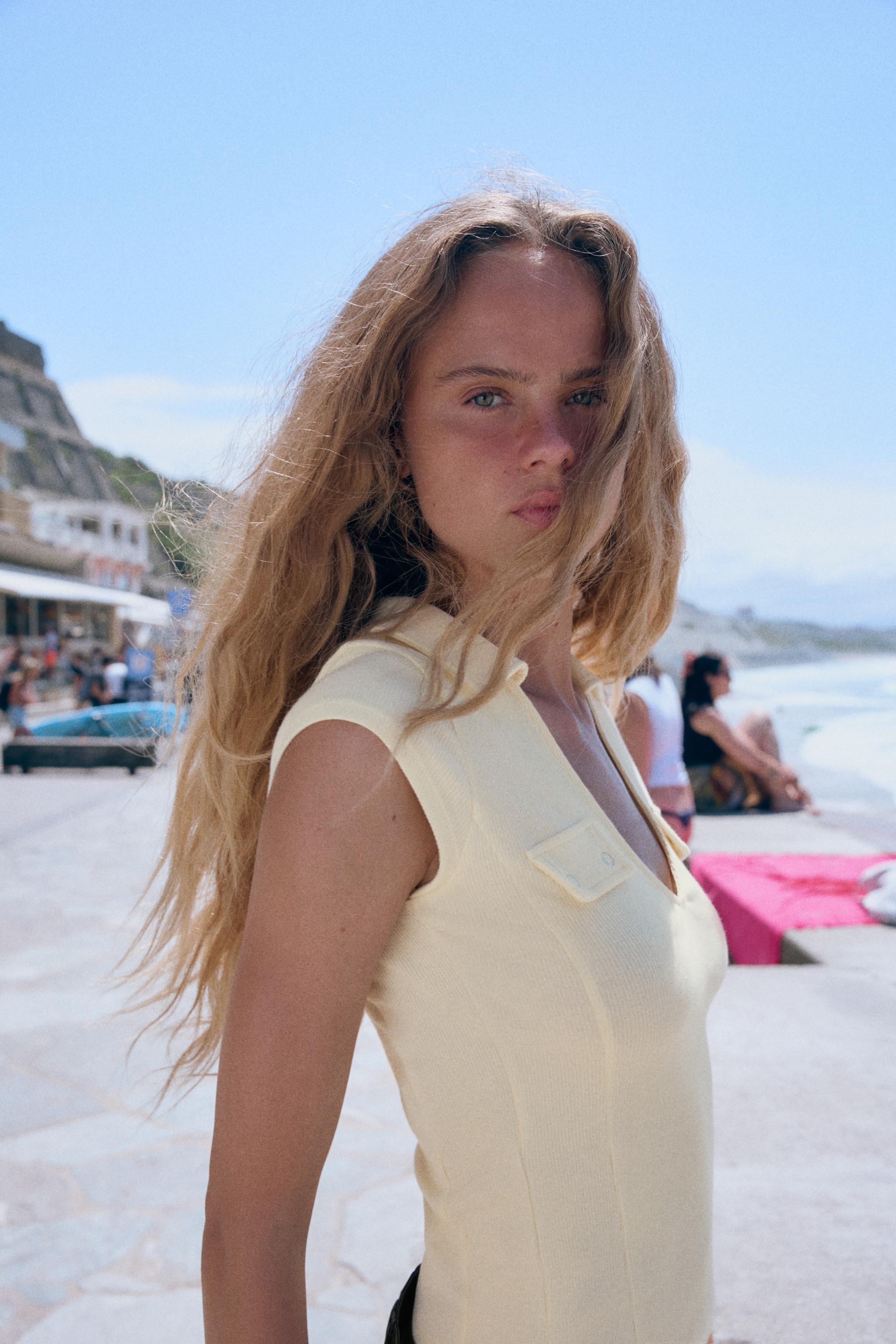 Женские топы Zara RIBBED TAB TOP — фото 4