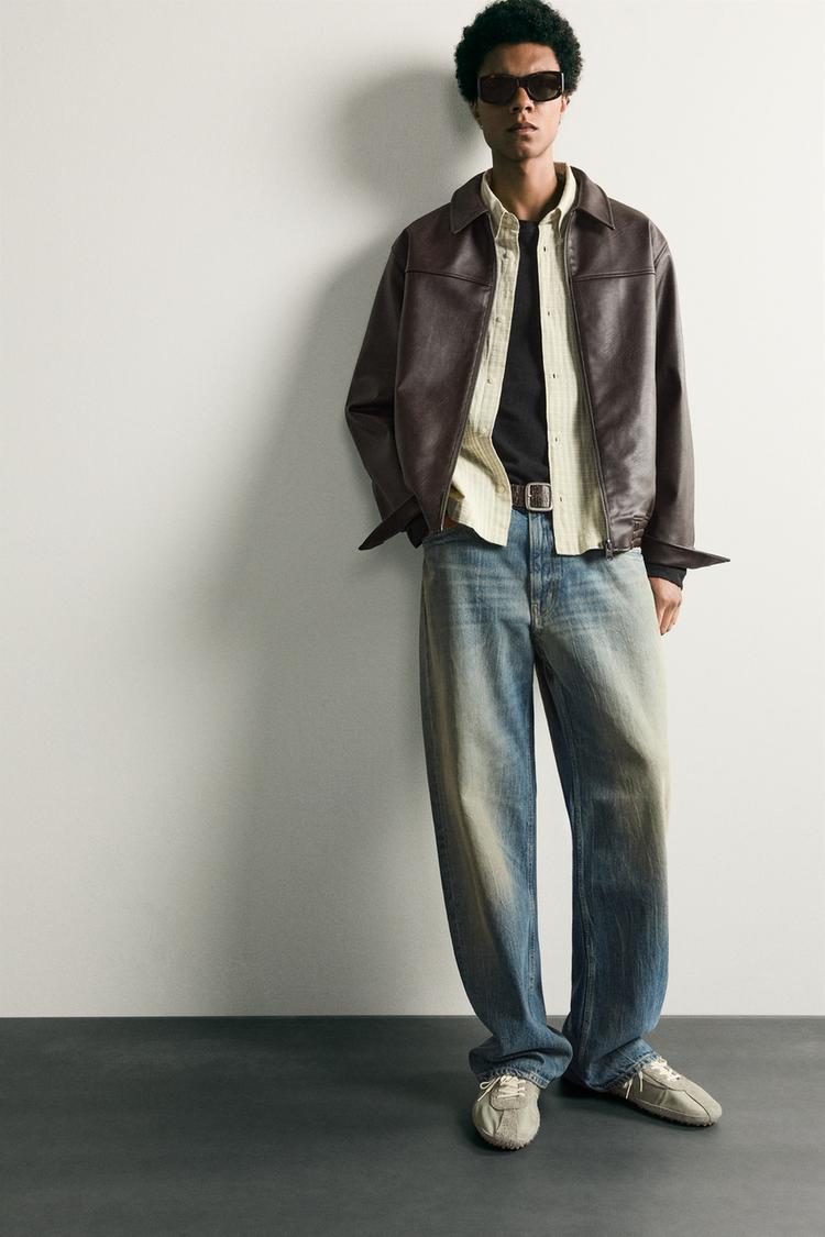 Chaqueta efecto piel de corte relajado 6
