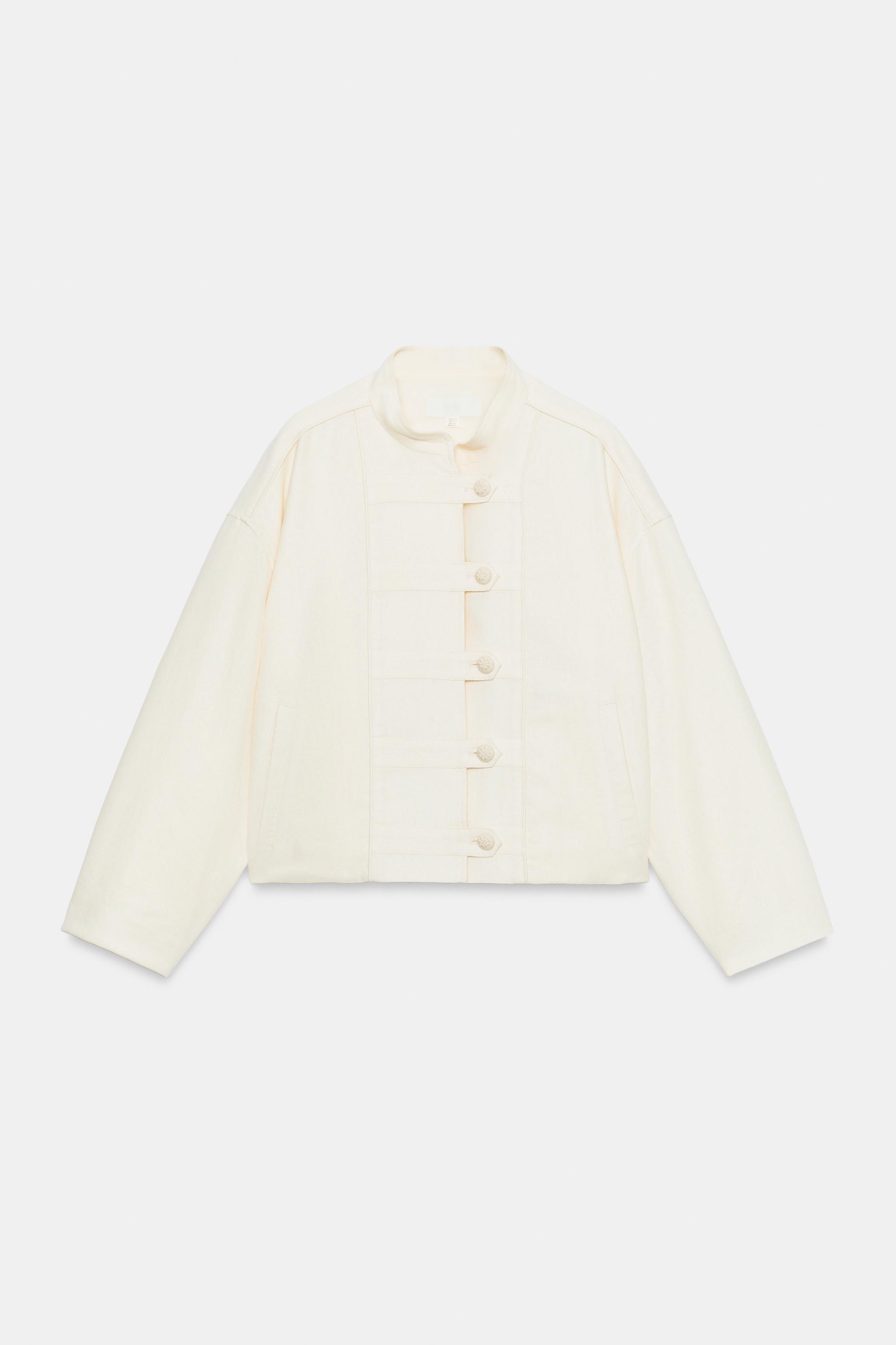 BLOUSON À BRANDEBOURGS ET LIN
