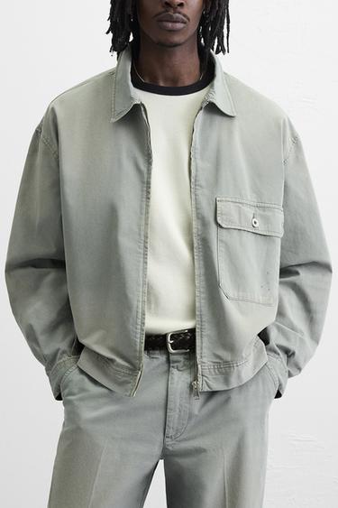 VINTAGE-EFFECT PRINT WASHED JACKET - Grey by Zara