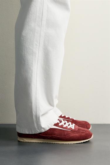 Zara RETRO LEATHER SNEAKERS - Red - Image 0