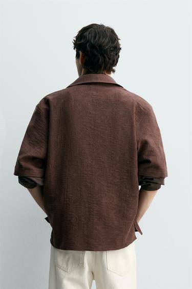 RELAXED FIT JACQUARD SHIRT - Brown by Zara - Image 2