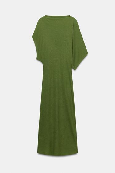 LONG DRAPED DRESS - Green by Zara - Image 5