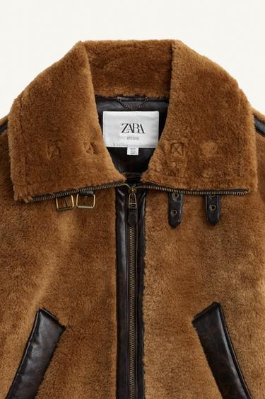 BLOUSON MATIÈRE SYNTHÈTIQUE AVEC EFFET FOURRURE À CONTRASTE ÉDITION LIMITÉE - Marron de Zara - Image 8