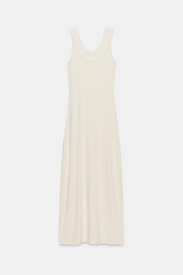 RIBBED HALTERNECK DRESS - Ecru by Zara - Image 6