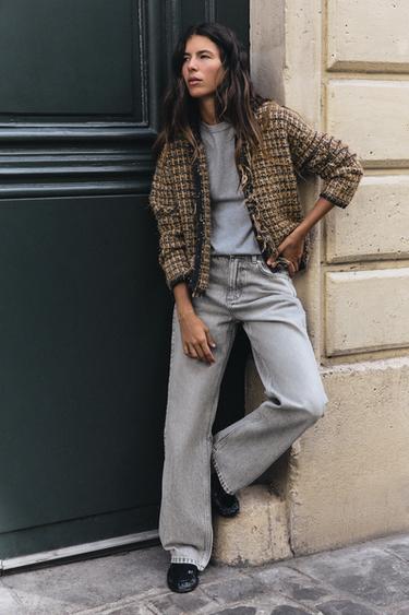 CHAQUETA PUNTO DESFLECADA HILO METALIZADO - Dorado de Zara