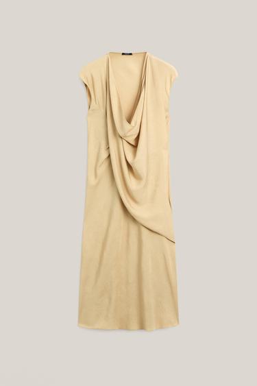 Zara Flowing draped midi dress - LIMITED EDITION - Mustard
