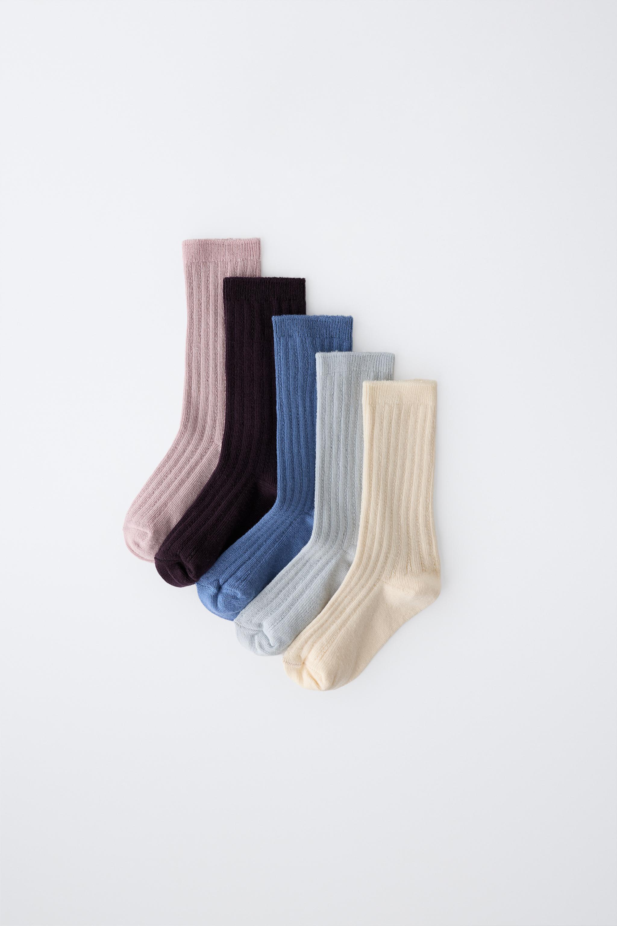 LOT CINQ CHAUSSETTES MI-HAUTES CANNELÉ