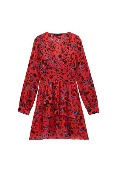 RUFFLED PRINTED DRESS