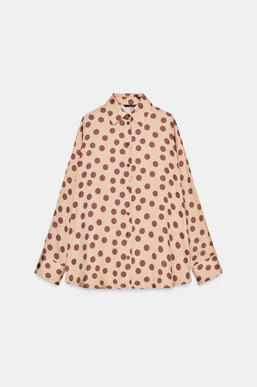 CHEMISE SATINÉE À POIS - Beige-marron de Zara - Image 6