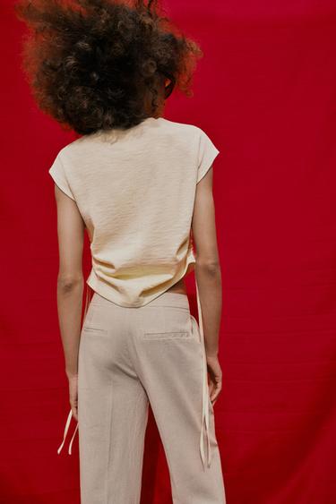 RUSTIC GATHERED T-SHIRT - Butter by Zara - Image 5