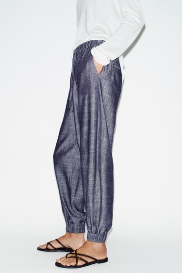 PANTALON DE JOGGING À CHEVILLES ÉLASTIQUES - Indigo de Zara - Image 3