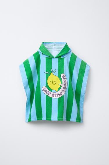 PONCHO TOALLA RAIAS E LIMÓN - Verde / Azul de Zara - Imaxe 0