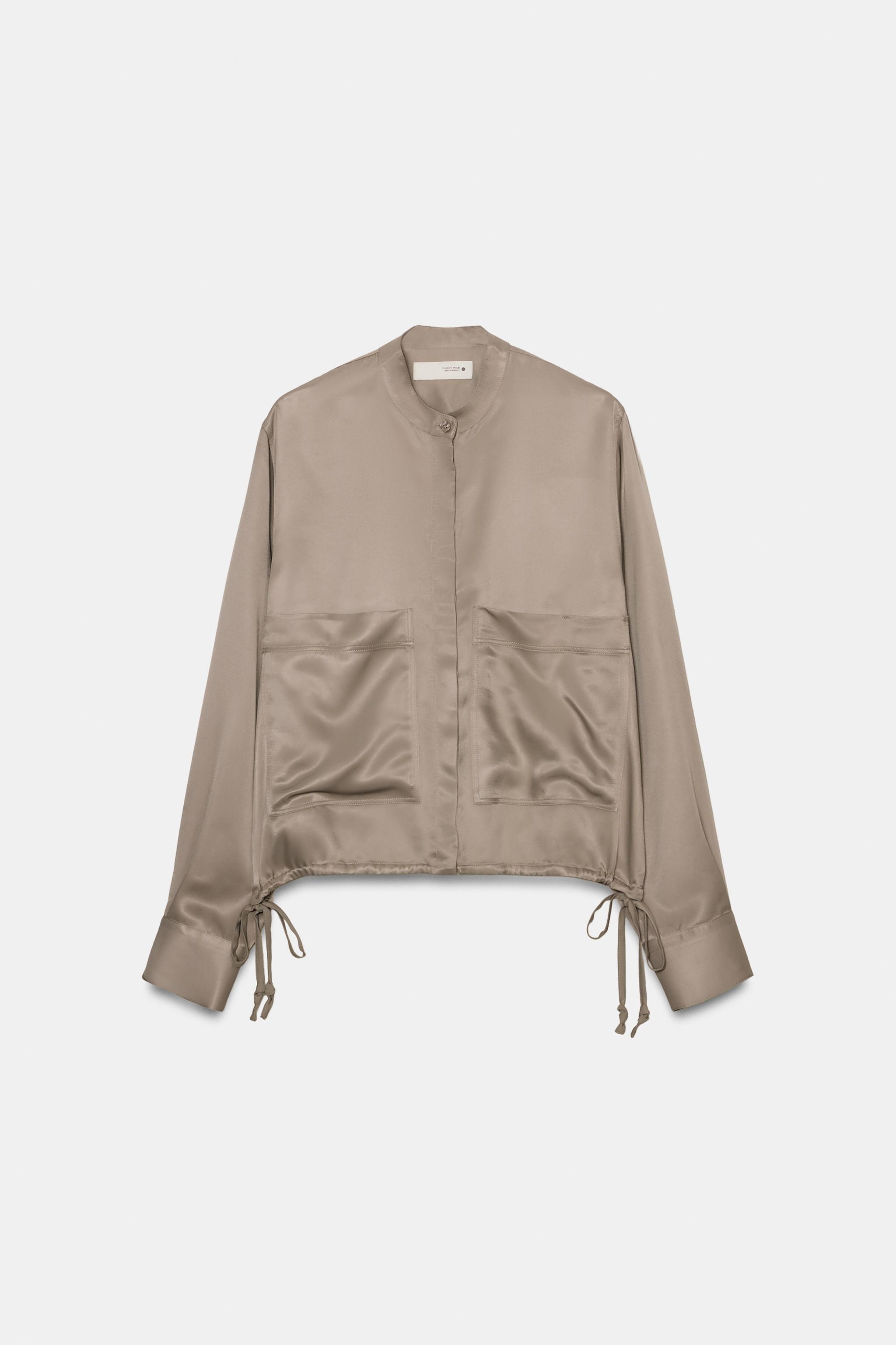 ナカムラ CAMISA ACETINADA COM BOLSOS DE PATCH ZW COLLECTION - Vison-claro