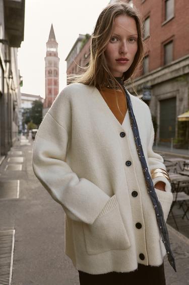 V-NECK CARDIGAN - Ecru by Zara