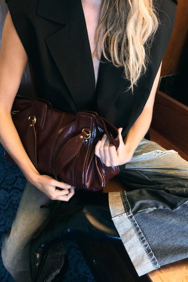 METAL DETAIL SHOULDER BAG - Burgundy Red by Zara