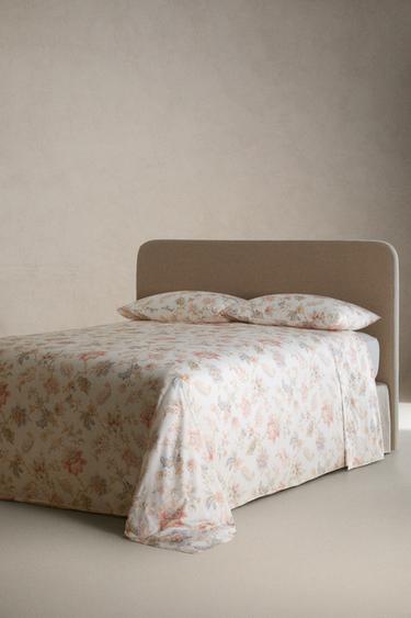 HOUSSE DE COUETTE SATIN IMPRIMÉ FLEUR - Écru de Zara - Image 1