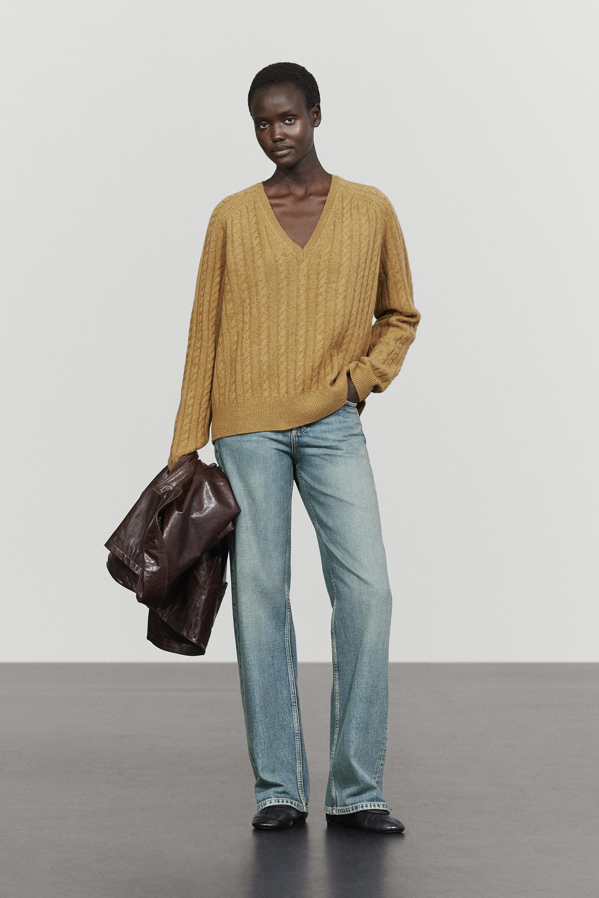Wool blend cable-knit sweater