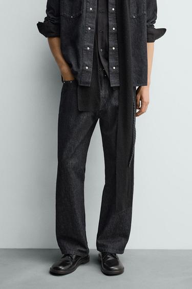 JEANS RELAXED FIT TACHAS - Índigo de Zara