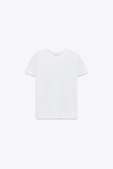 PLAYERA INTERLOCK MANGA CORTA - Blanco de Zara