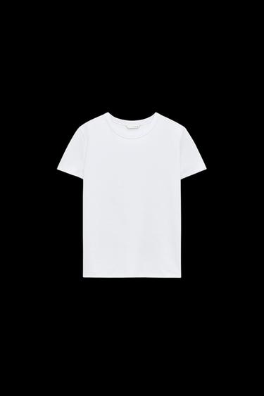 Zara INTERLOCK SHORT SLEEVE T-SHIRT - White - Image 0