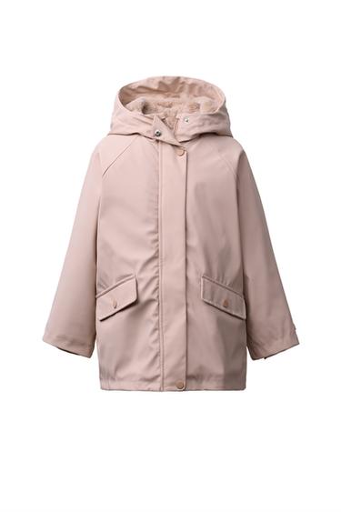 CAZADORA WATER REPELLENT ENGOMADA EFECTO PELO - Rosa de Zara