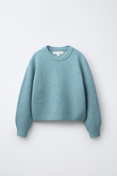 RIBBED KNIT SWEATER - Blue / Grey by Zara