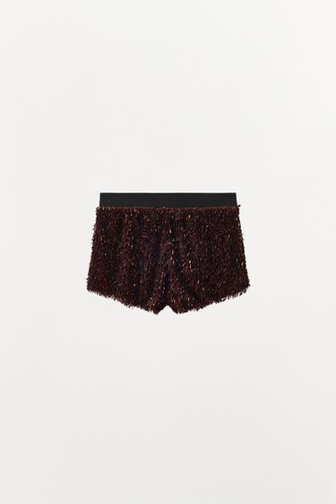 SHORT SEQUINS TAILLE CONTRASTÉE - Grenat de Zara - Image 2