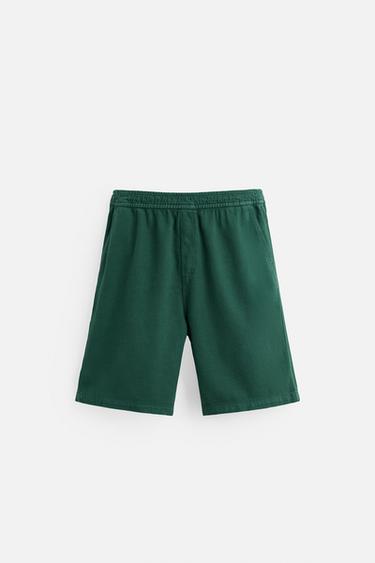 TEXTURED CARPENTER POCKET BERMUDA SHORTS - Green by Zara
