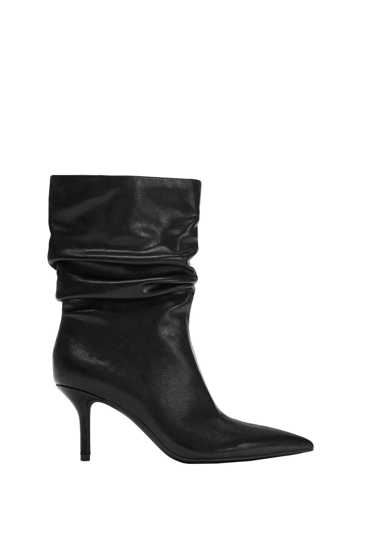 RUFFLED HEELED ANKLE BOOTS